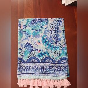 Lilly Pulitzer Resort Scarf "Wave After Wave" Turquoise Oasis NWOT
